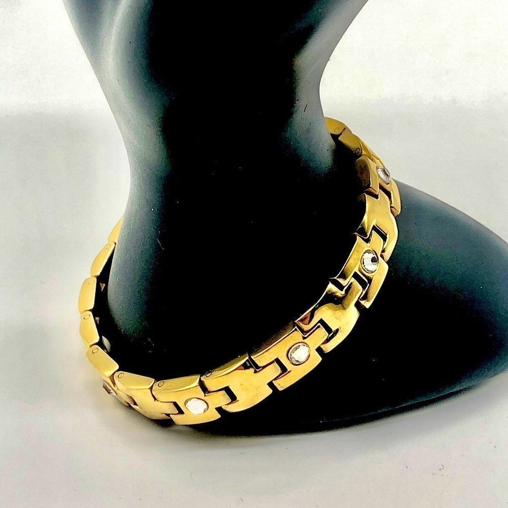 Stainless Steel Bracelet w/ Rhinestones